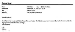 Kundenmeinung 05/2021 Kundenmeinung 05/2021