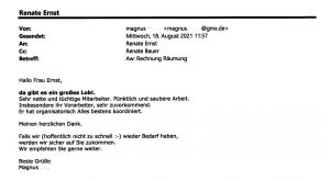 Kundenmeinung 08/21 Kundenmeinung 08/21